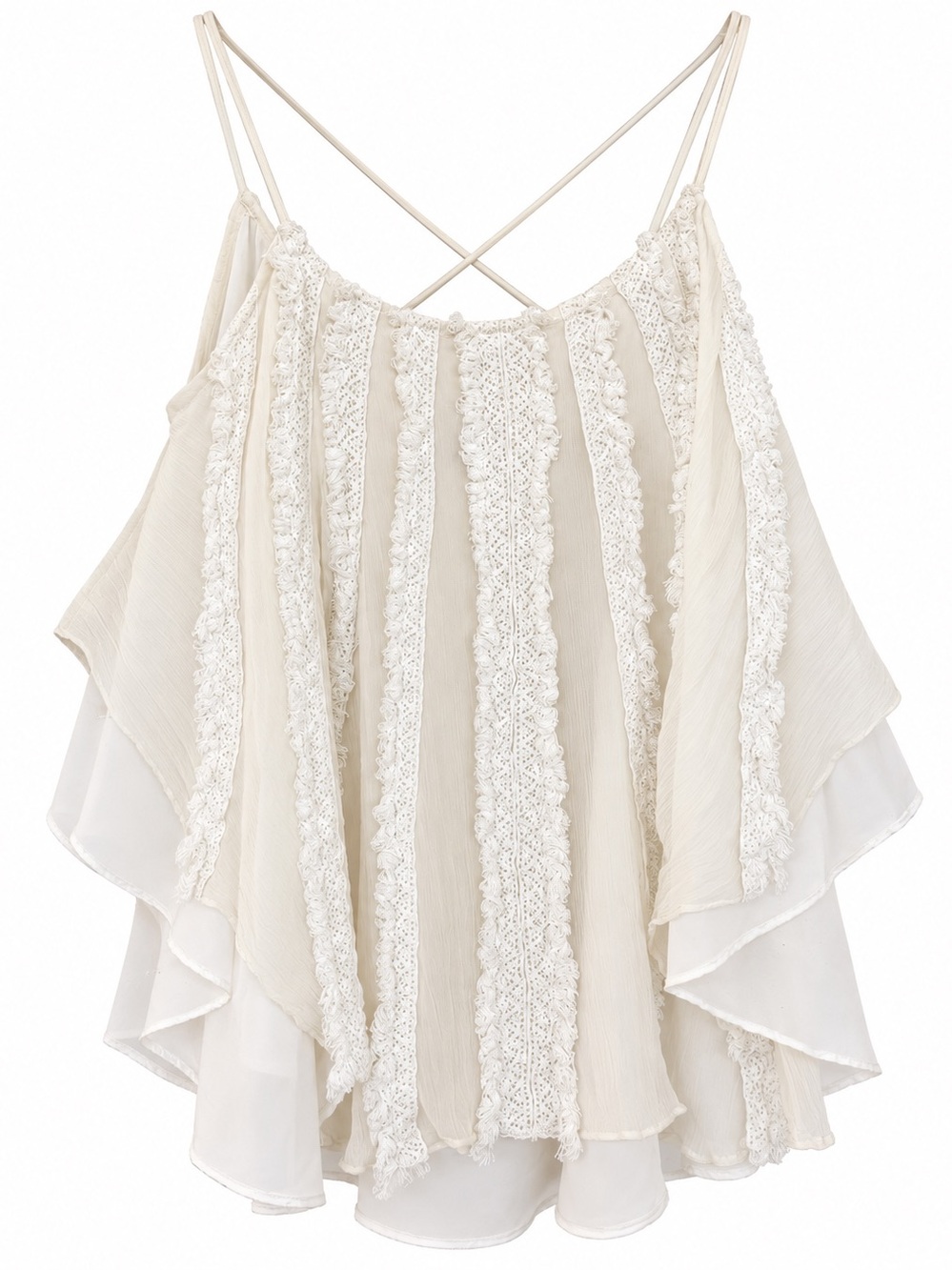 The Addison Story for Anthropologie White Silk Lace Boho Tank Top 🤍